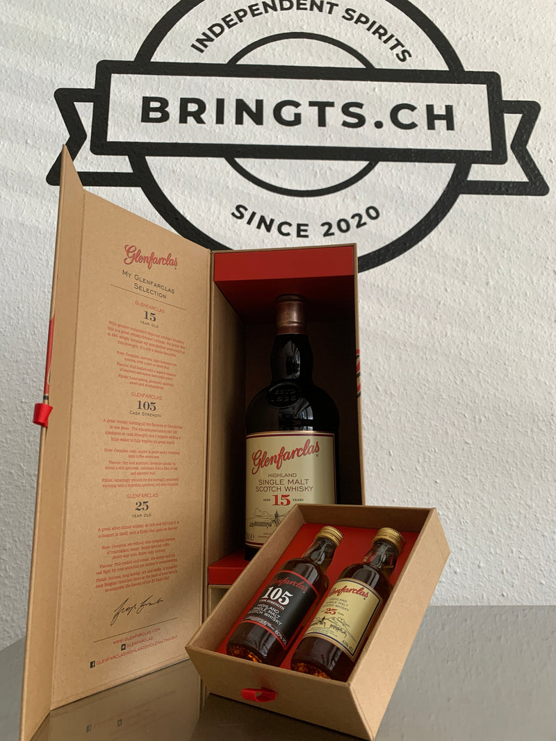 Glenfarclas Tasting Pack 15yo: 105 Cask Strength 50ml, 25yo 50ml